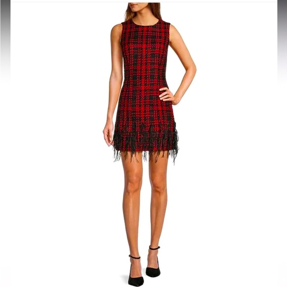 NWT Antonio Melani Tweed FeatherTrim Dress - Picture 2 of 4